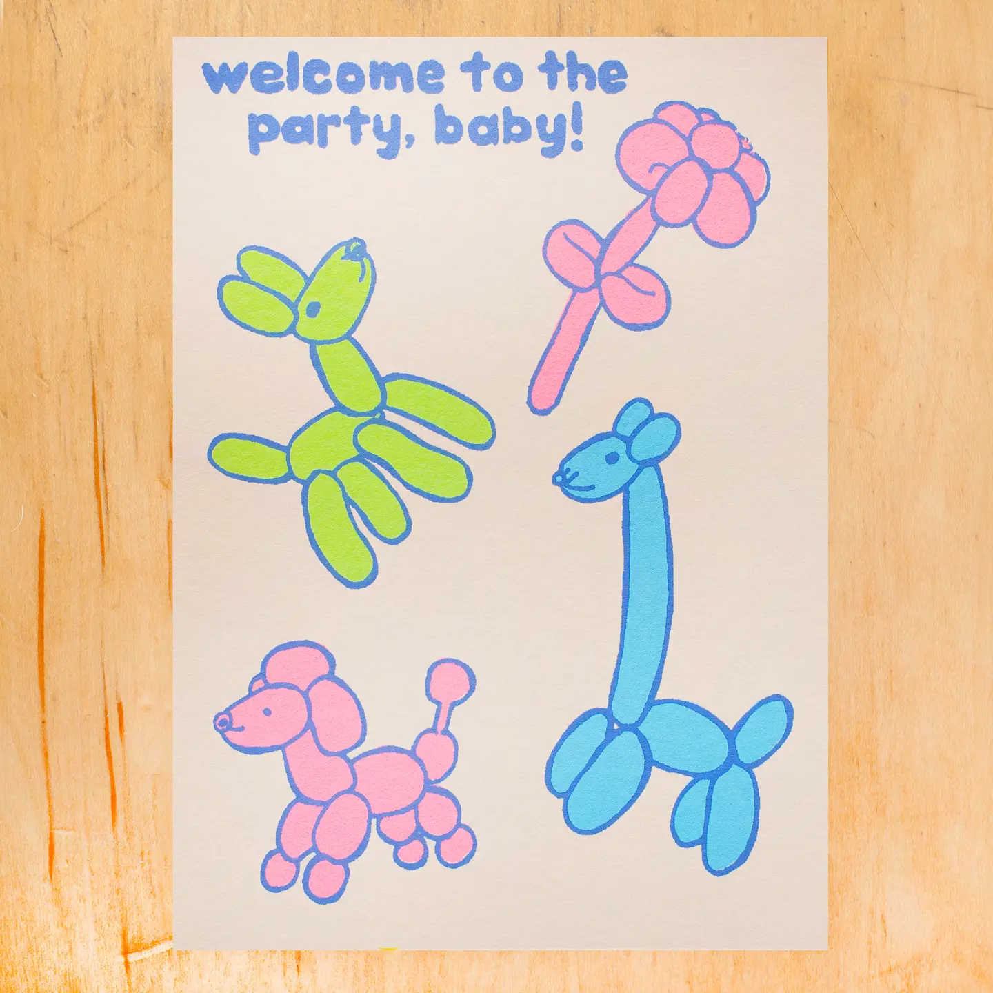 Alphabet Studios Animal Balloons - Baby Card