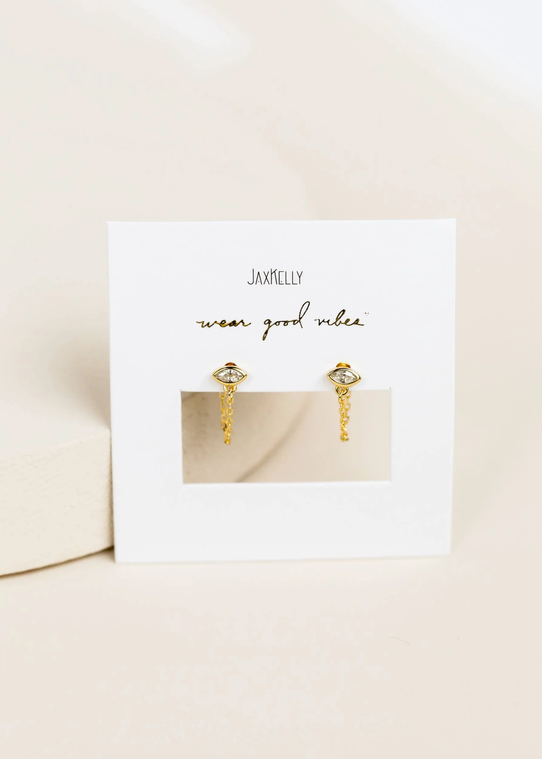 Chain Huggie Stud Gold Earrings - Image 3