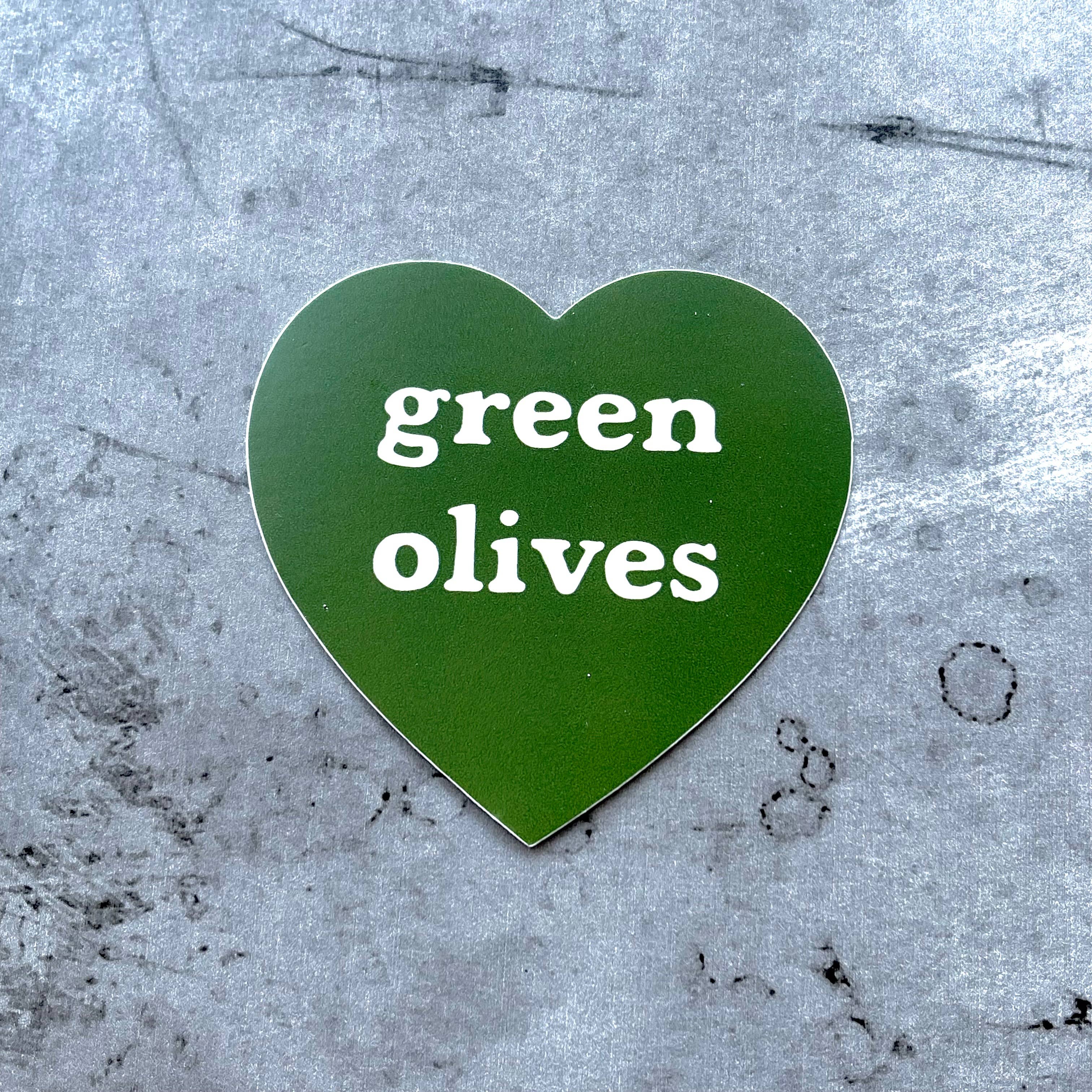 Heart Shaped Sticker - 'Green Olives'