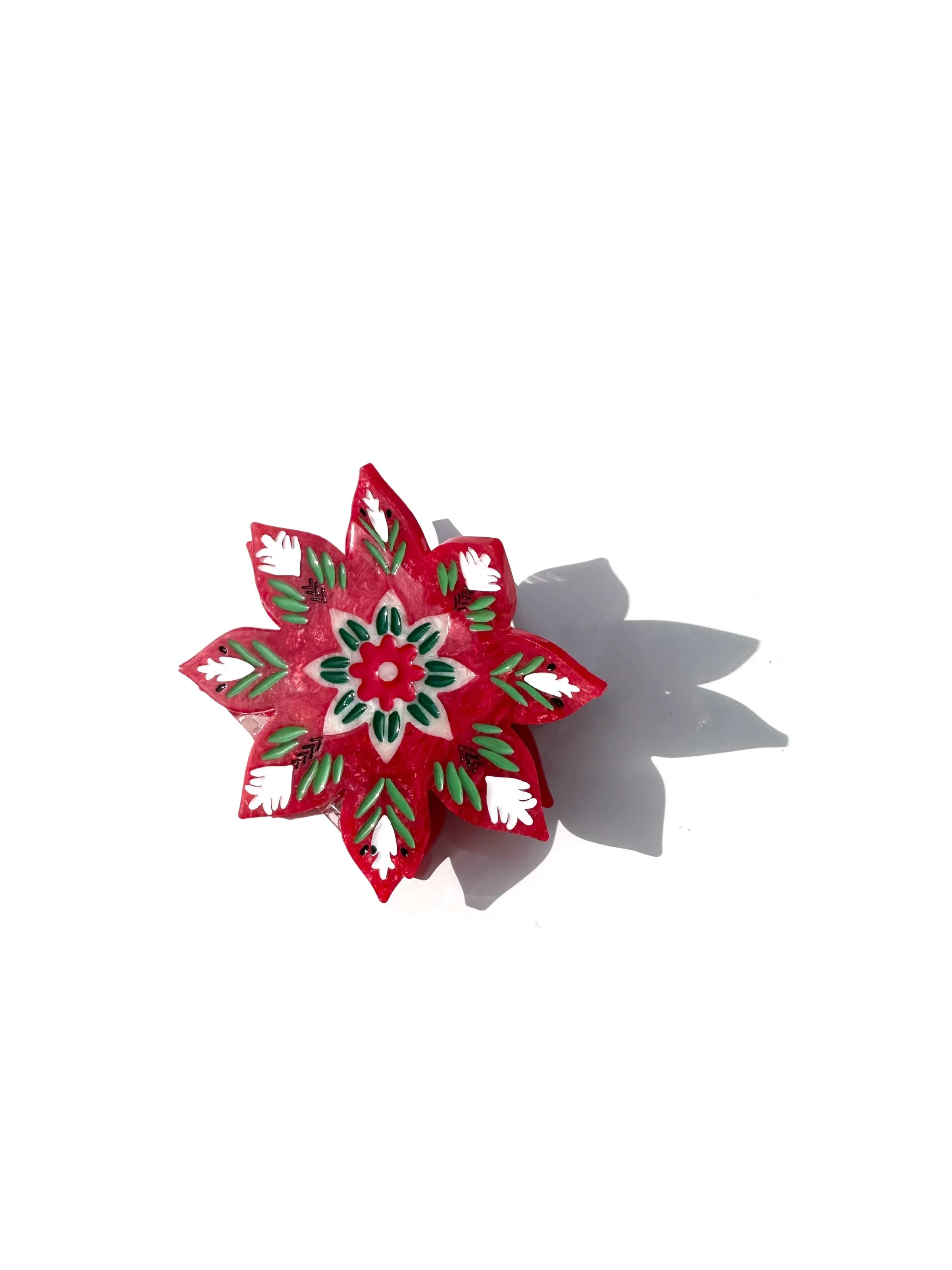 Hand-painted Christmas Flower Hair Clip