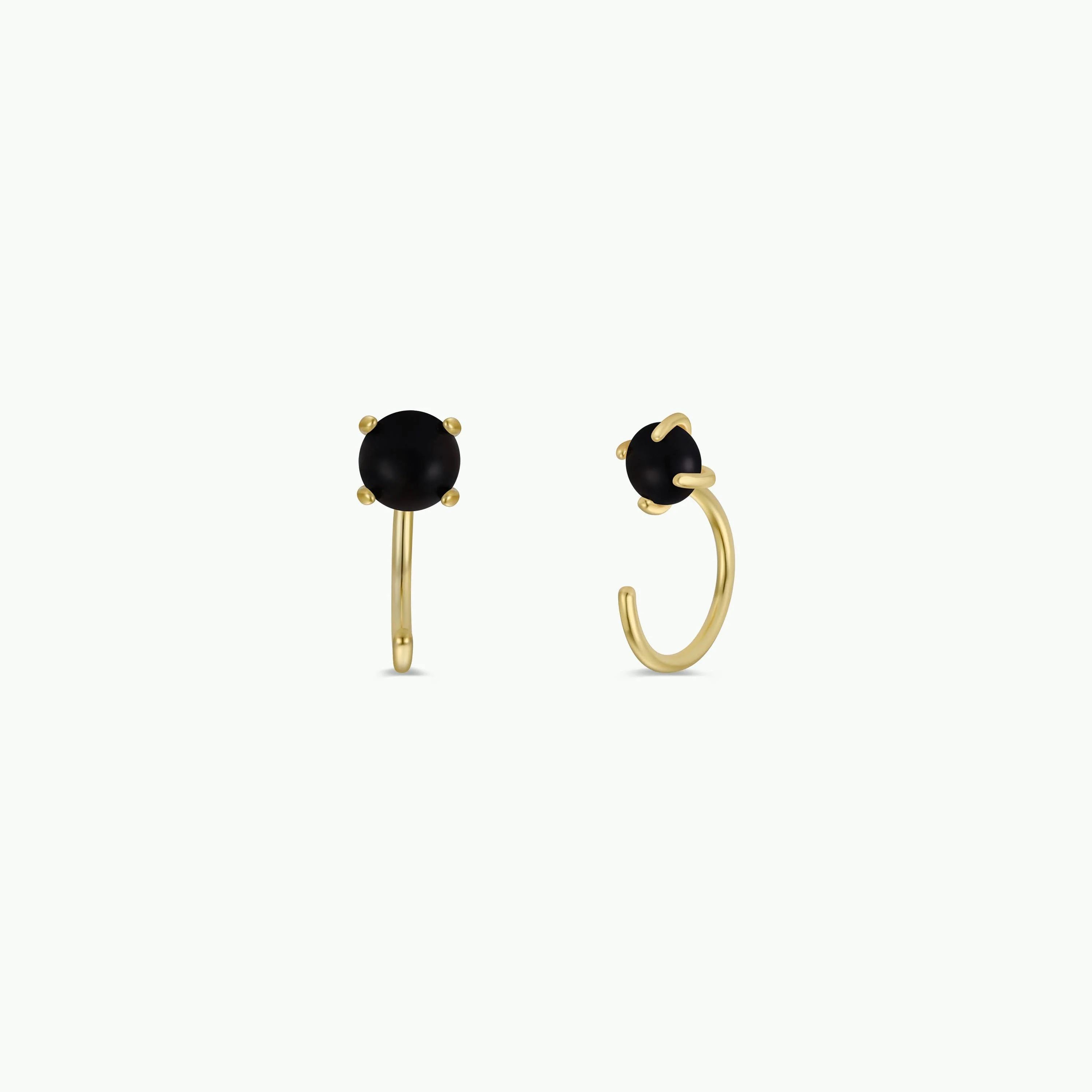 Huggies Earrings - Obsidian / Gold