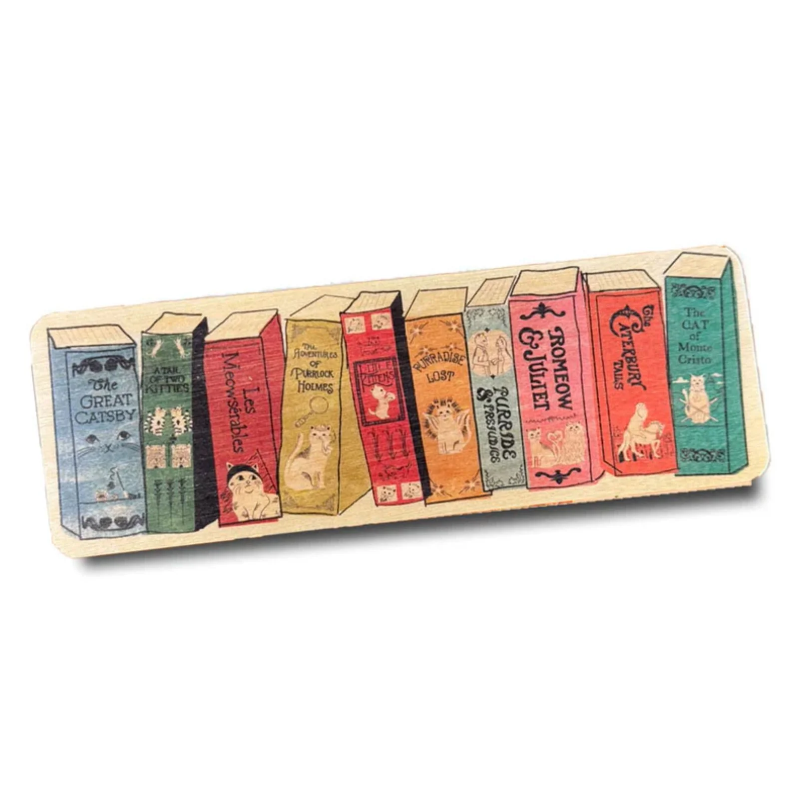 Meowsterpieces of Kiterature Wood Bookmark - Spines - Image 2