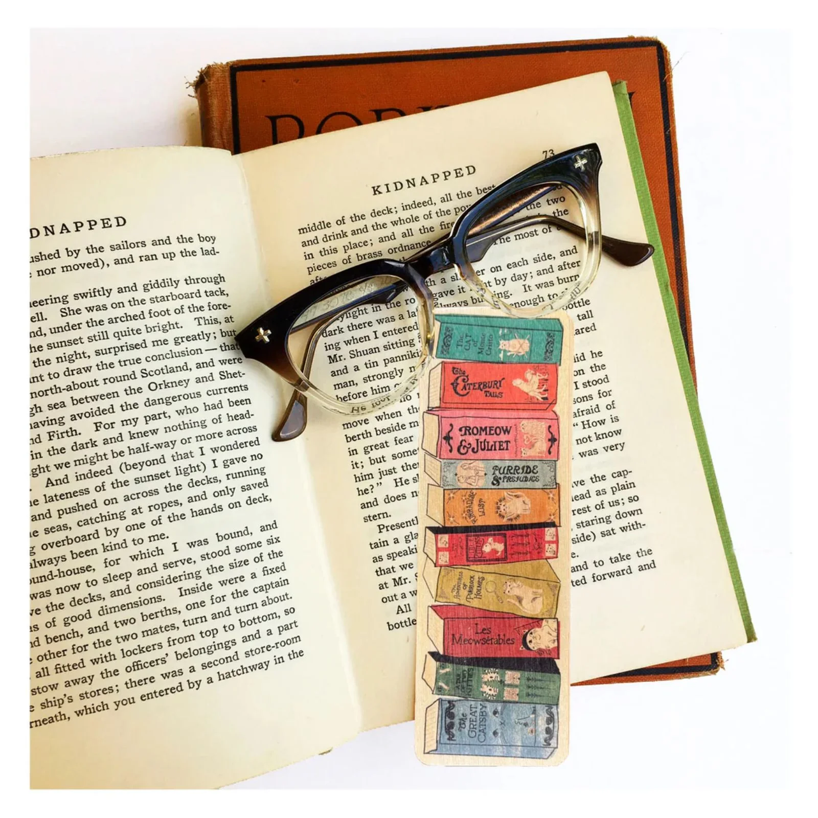 Meowsterpieces of Kiterature Wood Bookmark - Spines - Image 3