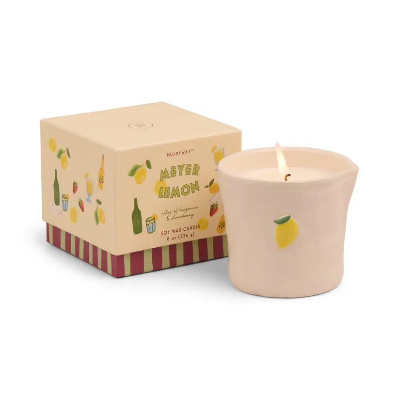 Paddywax Bistro Embossed Ceramic 8.0oz Candle -  Meyer Lemon
